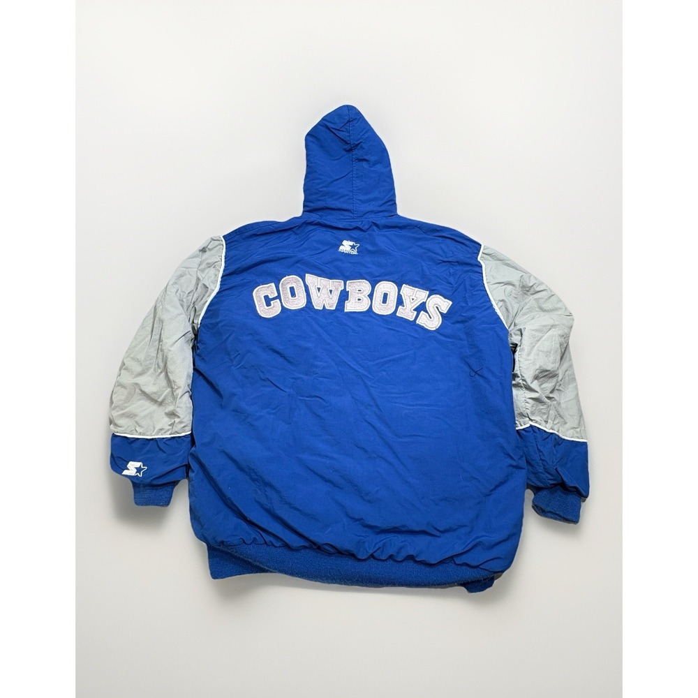 Vintage 1990s Starter Dallas Cowboys NFL Made in USA Hooded Jacket Size L Nylon